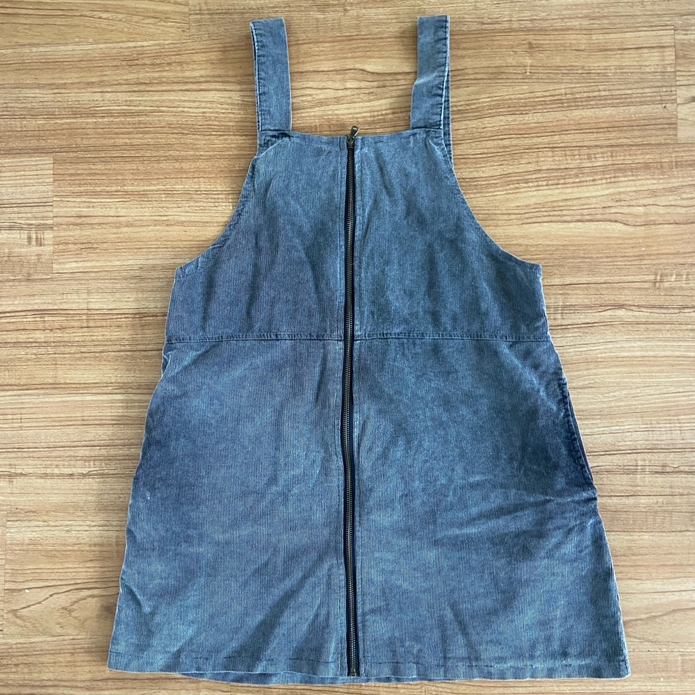 Grey corduroy zipped mini dress